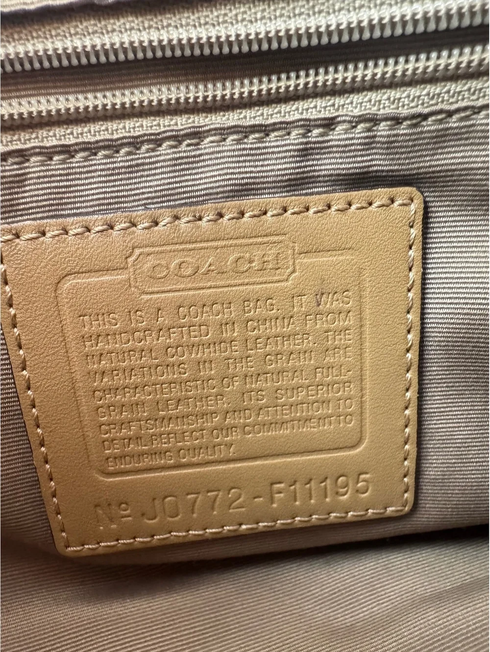 Coach Vintage Y2K Hamptons Soho Demi Tan Leather Bag F11195